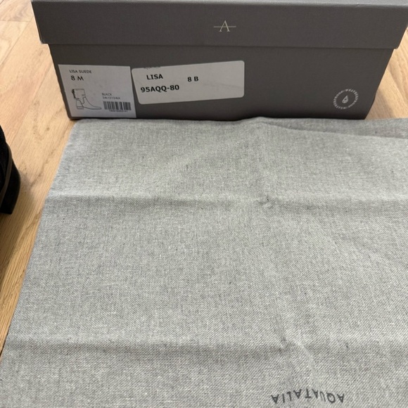 Aquatalia Lisa Leather Suede Boots Weatherproof Ankle Slouch Boots Black Size 8 - Picture 7 of 7